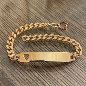Ladies’ ID Bracelet with Heart Cut Out Plaque Gold-tone Heart Cutout Bracelet